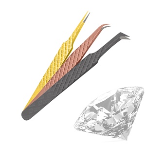 Pince à épiler professionnelle d'extension de cils de conception de diamant extra pointu Volume incurvé/fibre forte prise pointue nouveau Design inoxydable - Product Image 3