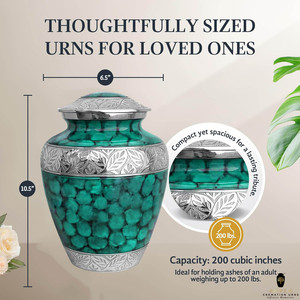 โกศสีเขียวเงินสำหรับเผาศพ |   งานฝีมือ ทนทาน ปรับแต่งได้ เป็นมิตรกับสิ่งแวดล้อม สไตล์ยุโรป คริสเตียน ขนาด 220 คิวบิกอินช์ สำหรับผู้ใหญ่ - Product Image 4