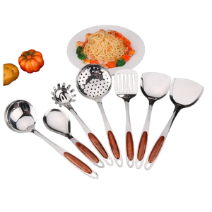 Restaurant Style Stainless Steel Flatware Set with Wooden Handles Elegant Dinnerware Cutlery Spoons for <b>Tabletop</b> Serving - Product Image 1