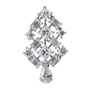 Élégant argent VVS Moissanite Baguette coupe pendentif boucle d'oreille ensemble bijoux étincelants pour les femmes cadeau parfait pour le mariage spécial - Product Image 1