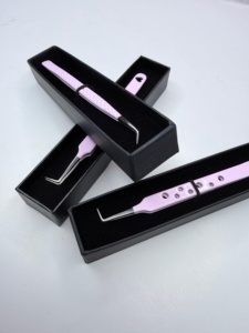 Pince à épiler pour cils GETUP BROSONS IMPEX de haute qualité, en acier inoxydable doré, à pointe lisse, avec poignée diamantée, couleurs plasma - Product Image 4