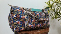 Sac de voyage sport décontracté en coton matelassé, imprimé au bloc, fait main, écologique, durable, avec fermeture éclair, grande capacité
