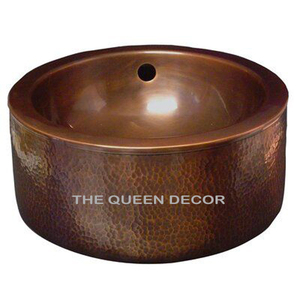 Bassin en métal au design martelé en cuivre antique avec poignée en cuivre de qualité supérieure pour le visage et le lavage des mains. - Product Image 6