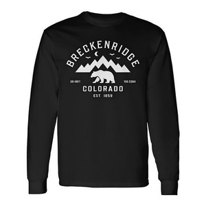 T-shirt a maniche lunghe Breckenridge Co Bear Mountain, girocollo, abbigliamento promozionale unisex per adulti - Product Image 3