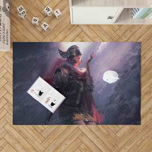 Traditional Printed Wool <b>Rug</b>-Eco-Friendly Patchwork Design with Latex Backing Medium Thickness for Bedroom - Product Image 3