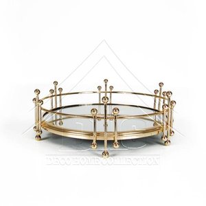 Luxury Gold Metal Geometric <b>Mirror</b> Tray Decorative Glass Cosmetic Organizer Vanity Tray for Jewelry Perfume Wedding Centerpiece - Product Image 2