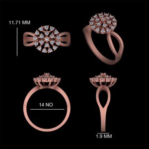 แหวนเพชรพลอยสไตล์วินเทจลายดอกไม้ ทำจากทองคำโรสโกลด์ 14k สำหรับงานแต่งงานและงานหมั้น - Product Image 2