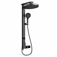 Douche LED à jet de pluie et massage, avec barre coulissante, affichage numérique intelligent, en laiton noir, fixation murale, pour hôtels, nouveau design WYRAX, modèle Tiktok