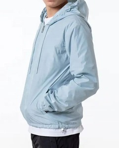 Custom Printed Logo Streetwear <b>Light</b> Weight Nylon <b>waterproof</b> Drawstring Oversized Men's Hooded Windbreaker Zip up <b>Jackets</b> - Product Image 4