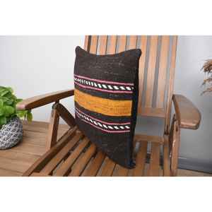 Almohada Kilim de lana marrón de 18x18 pulgadas, cojín estampado esponjoso de lujo, pluma tejida con estampado cuadrado Vintage para ropa de cama, Navidad - Product Image 3