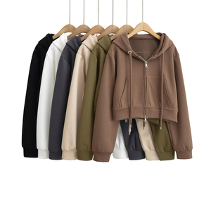 Femmes épaissir à capuche Sport Cardigan décontracté Double fermeture éclair veste avec manches longues pour automne/hiver XS taille haut de course - Product Image 2