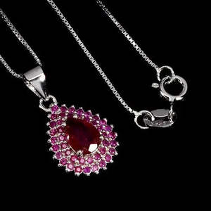 AAA+ Quality 925 Sterling Silver <b>Necklace</b> Pear <b>Ruby</b> 7x5mm Natural Gemstone Jewelry 18inches Cus-Jew103 - Product Image 2