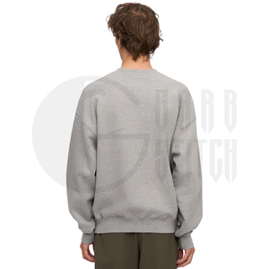 <b>Men's</b> Oversized Drop Shoulder Crew Neck <b>Sweatshirt</b> Heavyweight Cotton Fleece Pullover Casual <b>Grey</b> <b>Sweatshirt</b> - Product Image 6