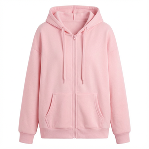 Sweat à capuche oversize décontracté pour femme, nouvelle conception très populaire, couleur unie, fermeture éclair, tendance, choix de plusieurs modèles - Product Image 2