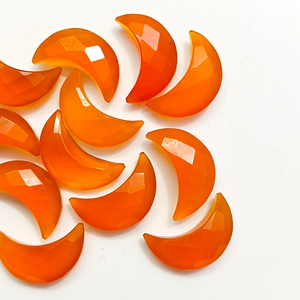 Pierre précieuse en cornaline naturelle, forme de croissant de lune facetté, perles en cornaline sculptées à la main, perles pour la fabrication de bijoux, 16 mm - Product Image 5
