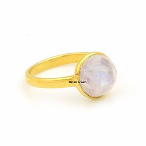 RJR0255 Ladies Trendy 925 Sterling Silver Partywear Handmade Ring 12mm Natural Blue Rainbow Moonstone Gemstone Eternity Veremil - Product Image 5