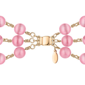 Bracelet triple perles de verre roses pour femme Rejected Hearts Club avec fermoir magnétique plaqué or rose sur fil de cuivre, style classique - Product Image 3