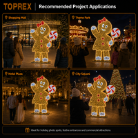 TOPREX Motif de Noël en forme d'homme en pain d'épices 3D LED, sculpture lumineuse pour l'extérieur, décoration de place publique, étanche IP65, grande taille 2,5 m