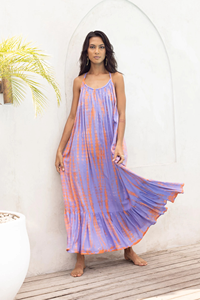 Colección de verano Elegante Tie-Dye Long Maxi Dress Sin mangas Elegante Beach Look Cintura natural Lavable Sweet Sun Style Venta al por mayor - Product Image 4