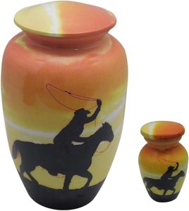 Urna de cremación personalizada humana para montar a caballo de vaquero con bolsa de terciopelo, varios tamaños - Product Image 2