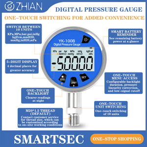 LCD 디스플레이 유압 압력 게이지 60mm 다이얼 디지털 압력계 M20 * 1.5 0.5% 100mm 다이얼-0.1 ~ 100Mpa 압력 게이지 - Product Image 4