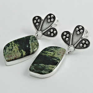 Amazing Trendy Design Boho Style <b>Silver</b> <b>Stud</b> Earrings With Jasper Gemstone Made From 925 Solid Sterling <b>Silver</b> Jewelry For Girls - Product Image 1