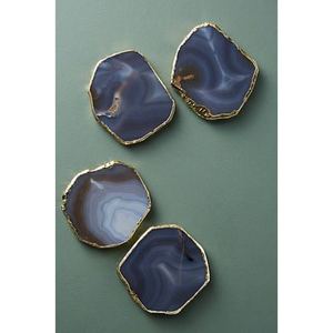 Posavasos de resina con patrón geométrico con detalles en purpurina dorada, juego de 6 a precios muy asequibles - Product Image 3