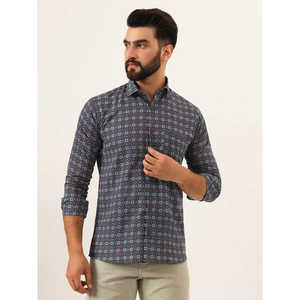 MILLENNIAL MEN Chemise décontractée en pur coton imprimé multicolore coupe régulière pour homme - Product Image 1