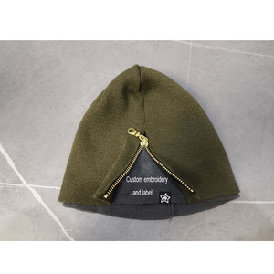 Tùy Chỉnh Y2K Beanie Cổ Điển Thời Trang Phố Zip Beanie Hai Mặt Thêu Nhãn Dây Kéo Beanie Hat Y2K Thiết Kế Đan Mũ - Product Image 5