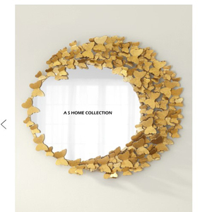 Atractivo de alta gama, elegante, artístico, hecho a mano, espejo de pared de Metal Premium, marco dorado, flor elegante para el hogar - Product Image 3