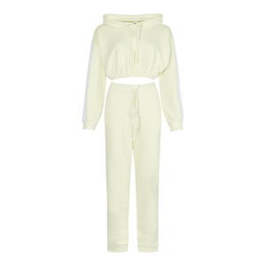 Venta al por mayor de fábrica Oem entrenamiento mujeres peso pesado manga suelta recortada Sudadera con capucha - Product Image 1