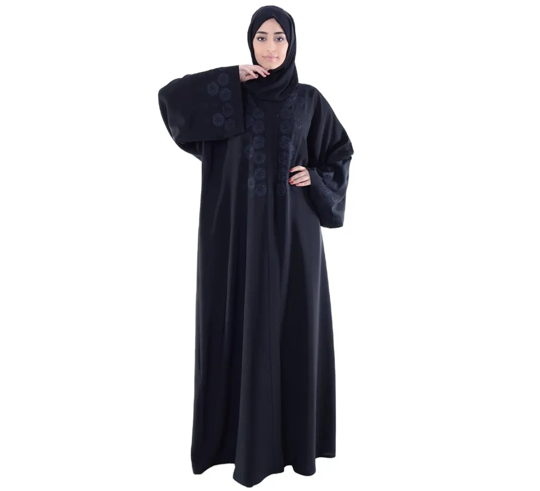 Áo Abaya Chất Lượng Cao Mới Nhất 2023 Lụa Trơn Bóng Màu Đen Và Vàng/Kiểu Dáng Đẹp Nhất-Thêu Vai Abaya