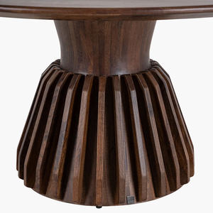 Mesa de Comedor de Madera de Mango Maciza con Base Resistente, Diseño Moderno, Forma Redonda, Acabado Marrón con Textura Natural - Product Image 2