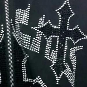 Sweat-shirt à capuche zippé avec logo personnalisé pour hommes, visage intégral brodé, strass noirs, manteau d'hiver réfléchissant délavé à l'acide, fermeture à glissière, fabricant - Product Image 5