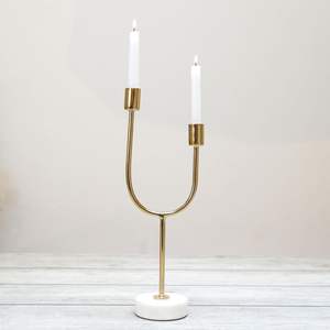 Portavelas doble de hierro hecho a mano duradero Premium Golden Arc para Pascua, Navidad, bodas, decoración del hogar y actividades religiosas - Product Image 1