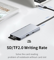Recci Rh07 Aluminium PD 100W 7 in 1 Hub Docking Station Tipe C, Kabel Konverter USB-C ke Tipe C USB 3.0 untuk Laptop PC Komputer