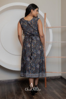 2024 à la mode bohème imprimé fleuri robe mi-longue complexe dentelle détaillant sans manches pour la course chaude fête et vacances vêtements de vacances