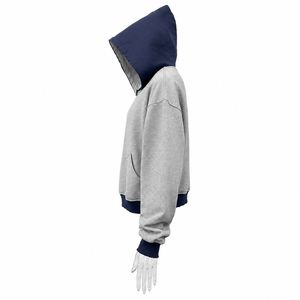 Sweat à capuche unisexe en molleton bouclette personnalisé avec fermeture éclair quart de tour – Impression sérigraphiée, effet délavé à l'acide, 100 % coton, coupe oversize - Product Image 5