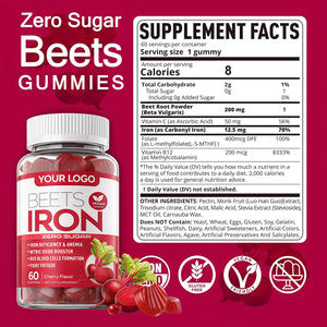Suplemento de Gomitas de Hierro de Remolacha Orgánico Vegano Sin Gluten de Marca Privada para Energía Diaria y Apoyo Inmunológico, 60 Unidades con Logotipo Personalizado - Product Image 2