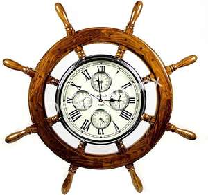 Souvenir cadeaux promotionnels bois laiton bateau roue pas cher prix luxe bateau nautique roue décoration murale horloge décoration de la maison - Product Image 6