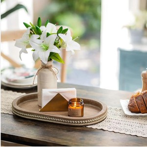 Elegante bandeja de madera de Paulownia de nogal de tamaño personalizado, juego de servicio, bandeja de té rectangular Vintage, mango de madera maciza para uso doméstico, MOQ 20 piezas - Product Image 3