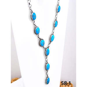Collier Bohème Sud-Ouest en Turquoise Blanche et Argent Sterling, Chaîne à Maillons Faite à la Main avec Perle Diamant en Forme de Cœur, Cadeau - Product Image 3