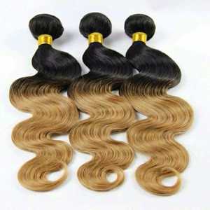 Meilleure vente 100% extensions de cheveux humains brésiliens bruts vierges non transformés Bundles de vague de corps de couleur bicolore perruques de vague naturelle - Product Image 1