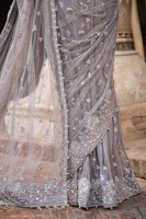 Sari indien traditionnel en soie Georgette pour mariage, fêtes, festivals, réunions de famille, longueur ras du sol, brodé