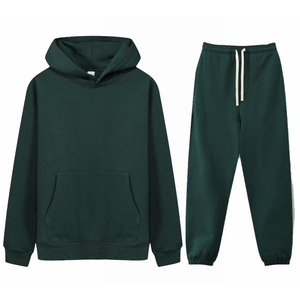 Survêtement d'hiver personnalisé pour hommes-100% coton à capuche décontracté 2-en-1 respirant taille élastique solide 500g - Product Image 3