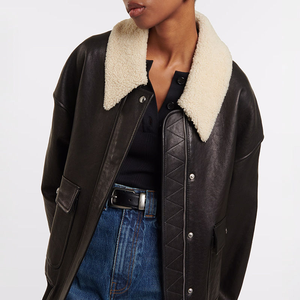 Fashion Womens Genuine Sheepskin Leather Jacket High End Classic Moto Appeal With Stand Collar And Sleek Slim Modern Shape - Product Image 3