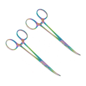 2 pinces hémostatiques Kelly Premium 5.5 "courbées avec poignée de verrouillage Rainbow Surgical - Product Image 5