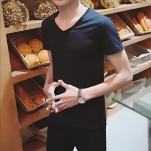 Ropa informal de alta calidad para hombre, camisetas ligeras de material de algodón para hombre, camisetas de Color sólido para hombre a la venta - Product Image 5