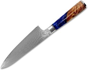 Vente en gros de commandes en vrac personnalisées OEM ODM service couteau de chef damas couteau de cuisine en acier inoxydable avec manche en bois et résine - Product Image 1