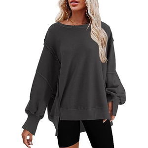 Pull en coton biologique pour femmes Sweat à capuche imprimé personnalisé à épaules tombantes pour l'hiver Vente en gros - Product Image 2